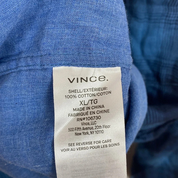 New Vince Blue Plaid Button Down 100% Cotton size XL - Picture 15 of 16